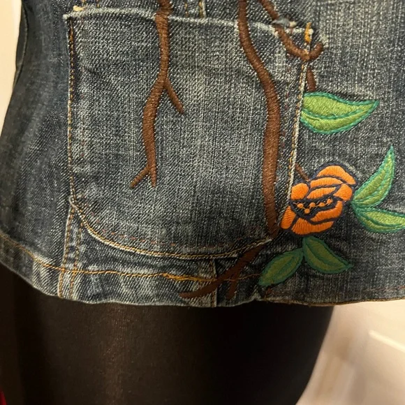 Embroidered denim jacket E by EC like new size 4 - Picture 9 of 11